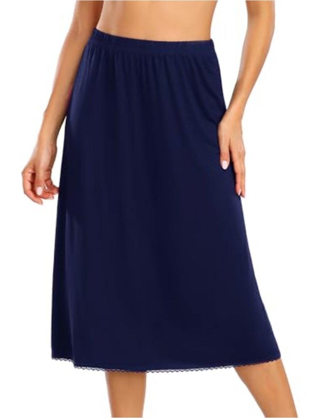 Women's Lace Trim Half Slip Petticoat Modal Spandex Anti-Static Underskirt